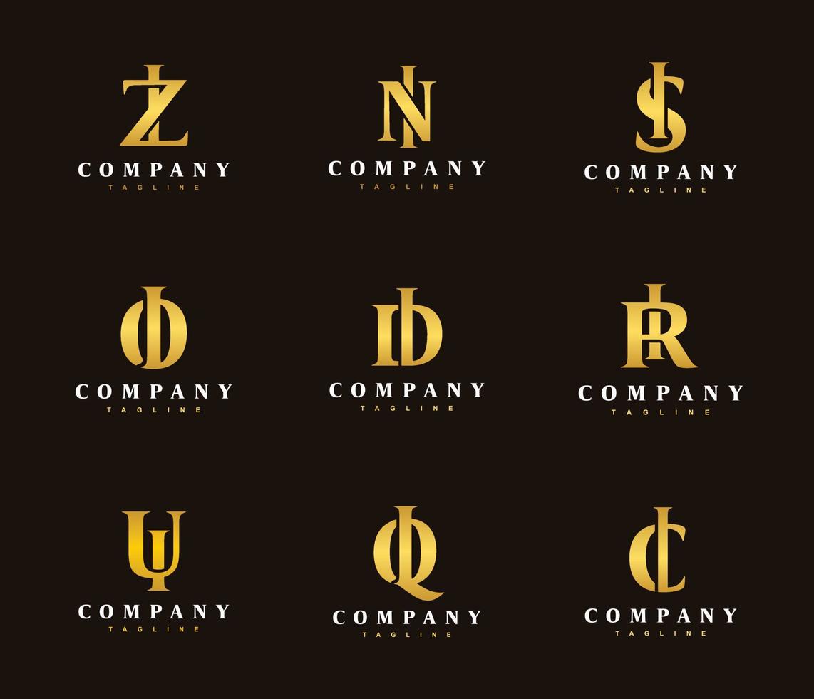monogram brief ik luxe bundel logo vector