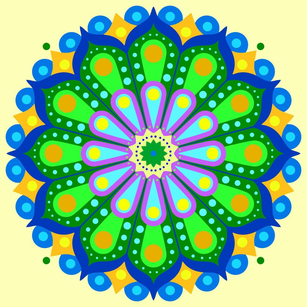 kleurrijk ronde trippy mandala vector ontwerp voor web of afdrukken achtergrond decoratie