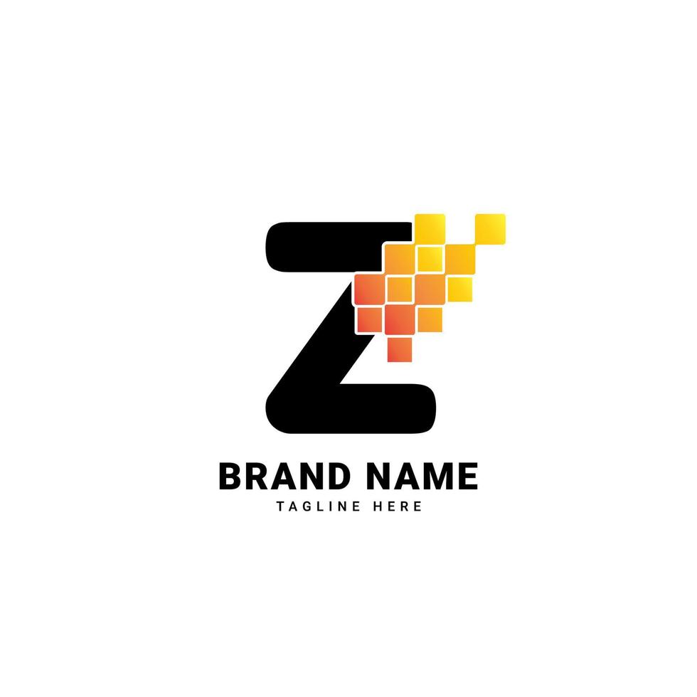 brief z digitaal pixel modern helling technologie vector logo ontwerp