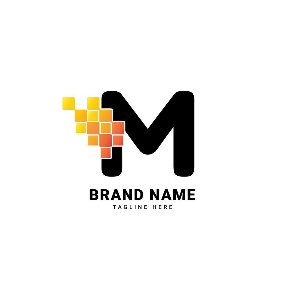 brief m digitaal pixel modern helling technologie vector logo ontwerp