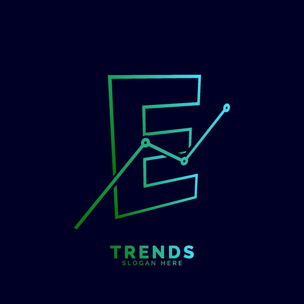 dynamisch schets brief e trends statistisch vector logo ontwerp