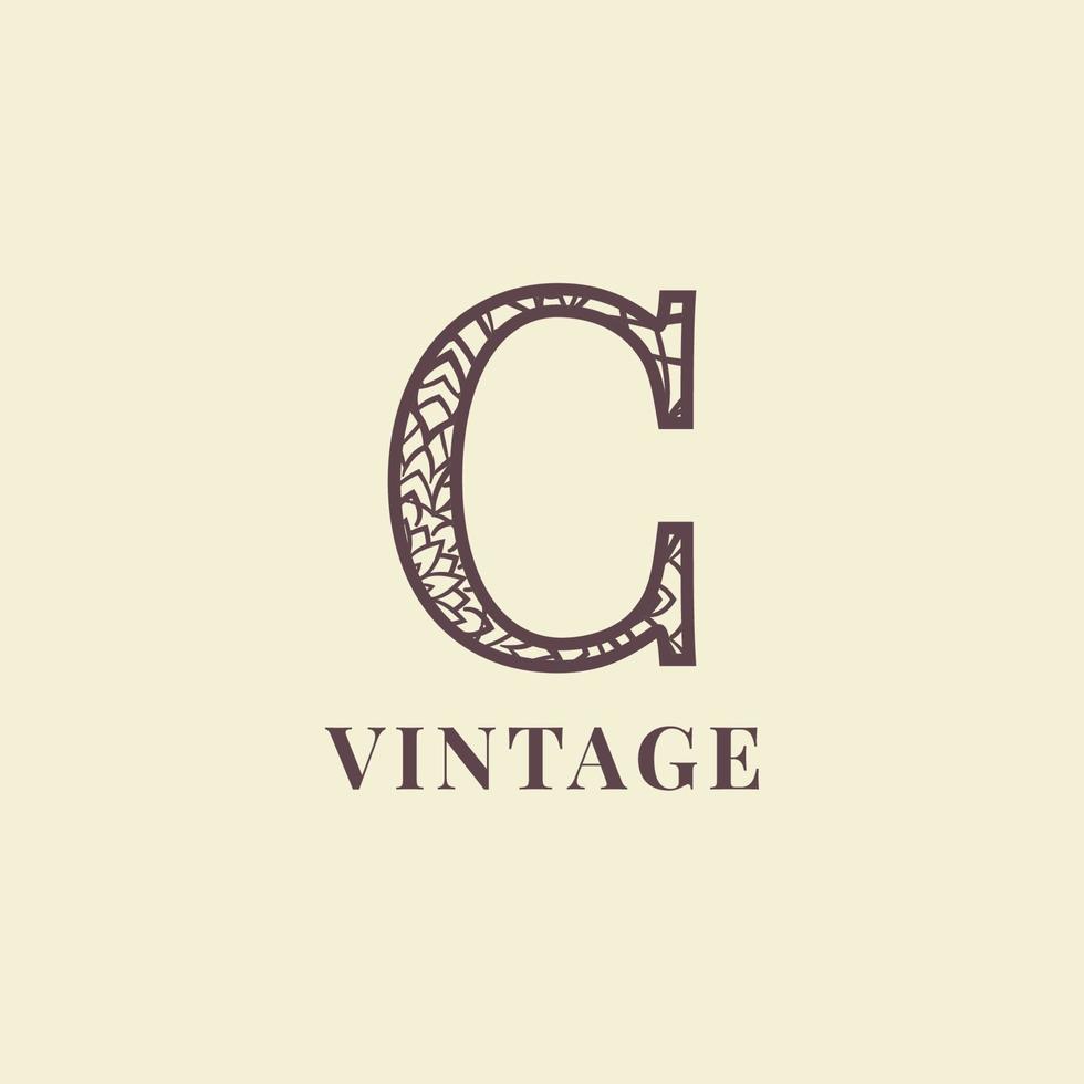 brief c wijnoogst decoratie logo vector ontwerp