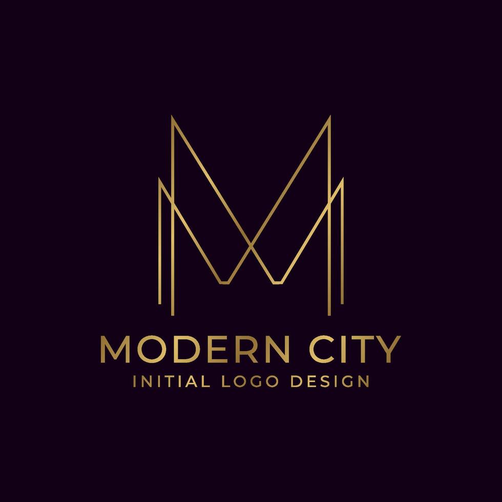 brief m elegant en minimalistische eerste vector logo ontwerp element