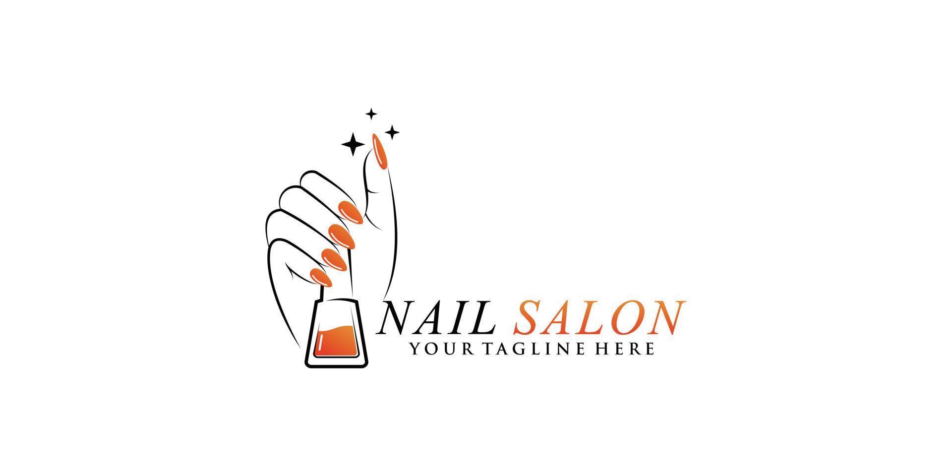schoonheid nagel logo ontwerp voor manicure en pedicure met creatief concept premie vector