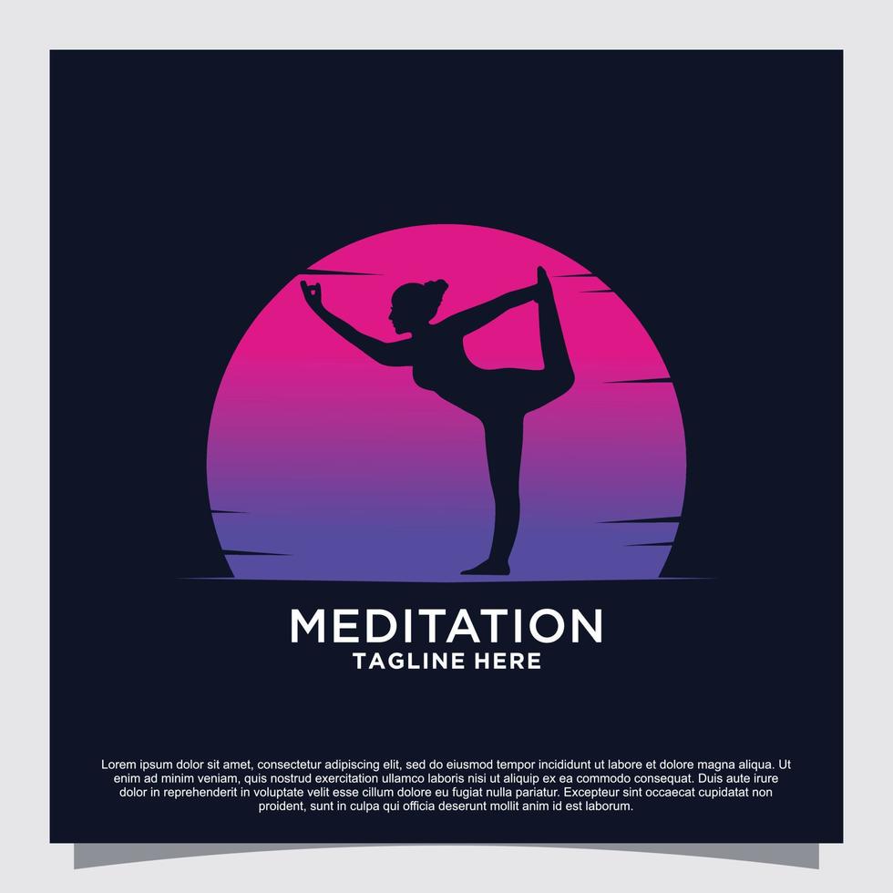 meditatie yoga logo ontwerp concept premie vector