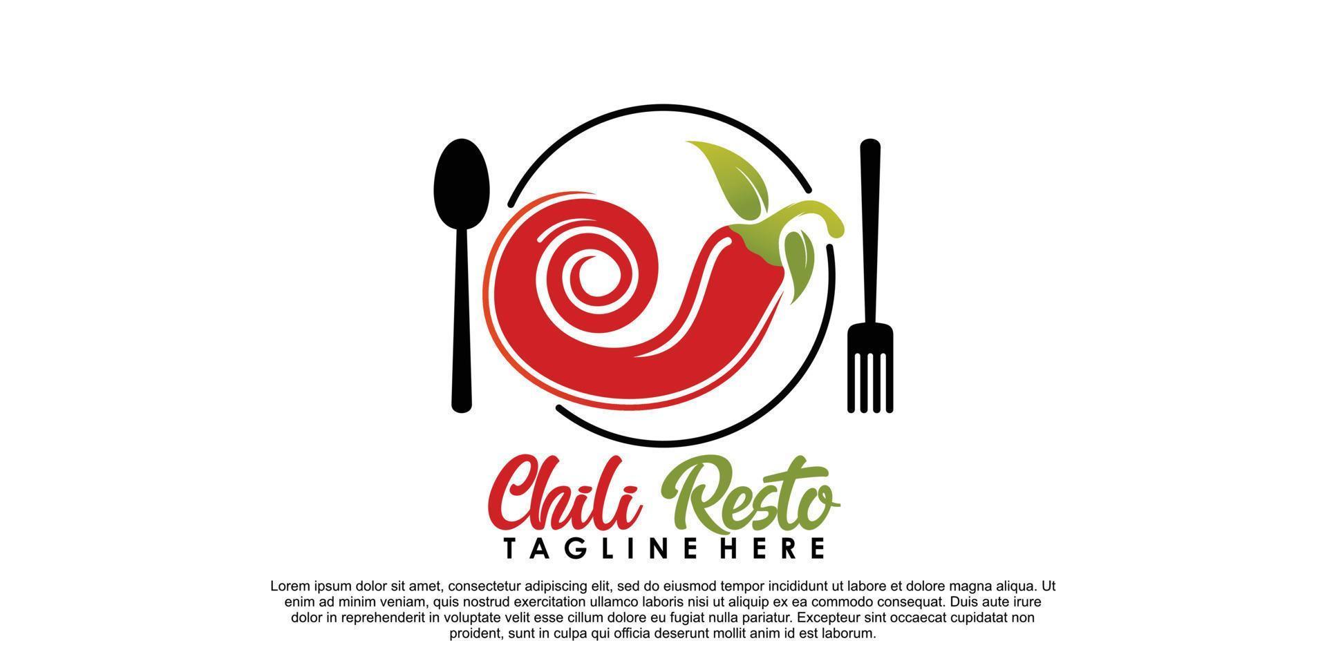 Chili resto logo ontwerp met creatief concept premie vector een deel 2