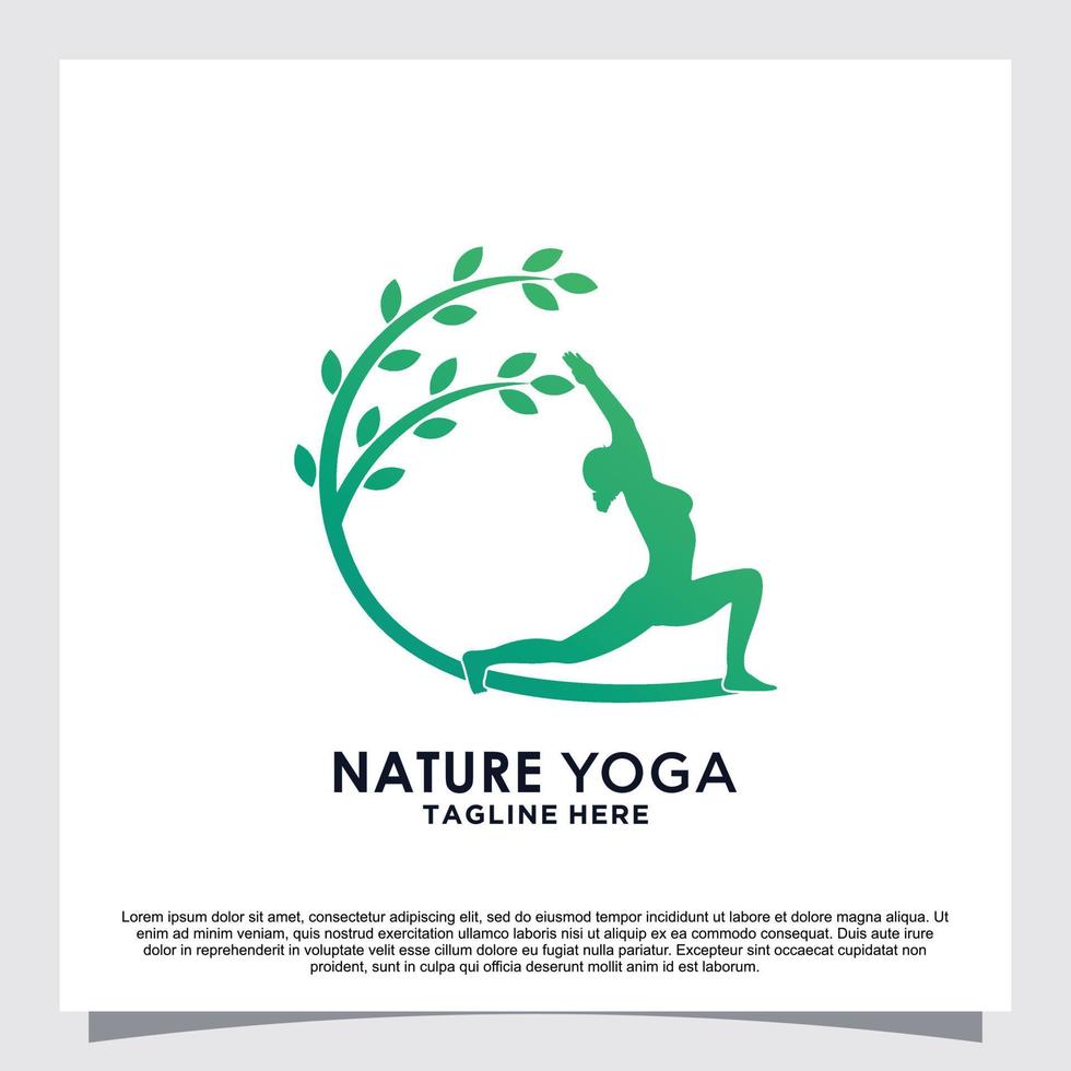 natuur yoga logo ontwerp premie vector