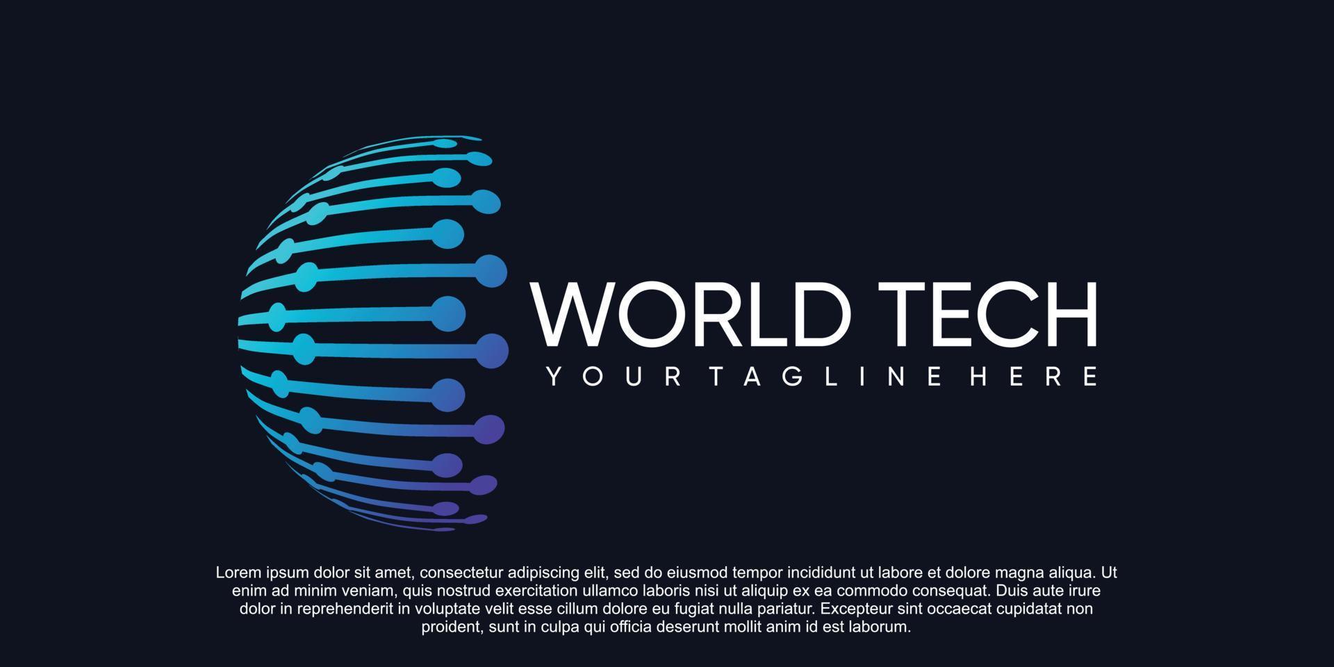 wereld tech logo ontwerp premie vector