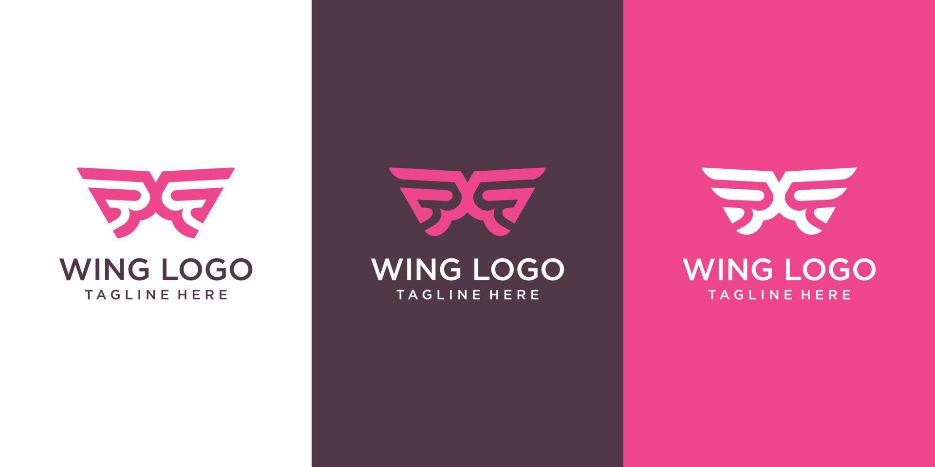 vleugel logo ontwerp met modern creatief concept premie vector