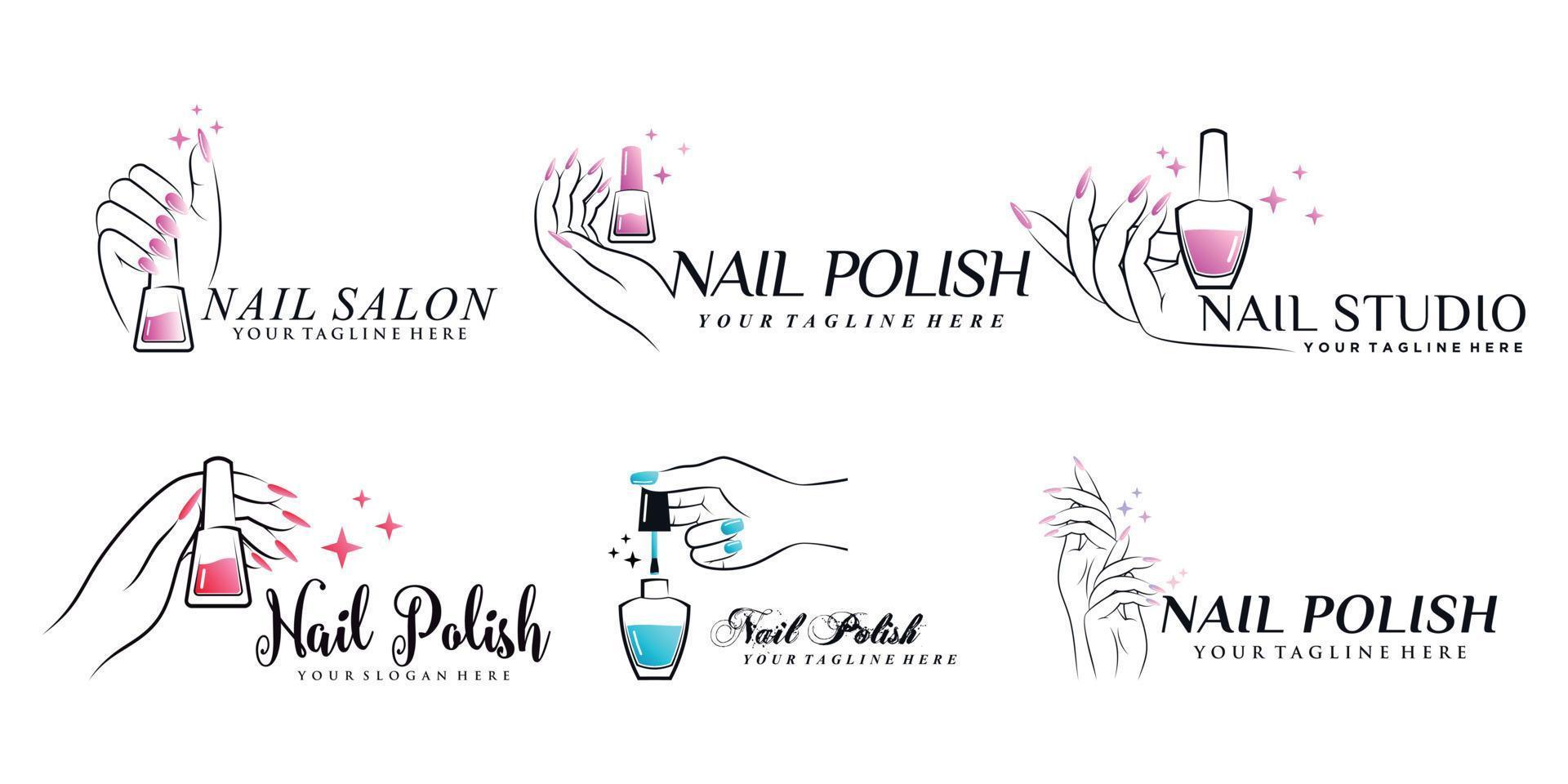 reeks van nagel Pools icoon logo met creatief element en modern concept premie vector een deel 1