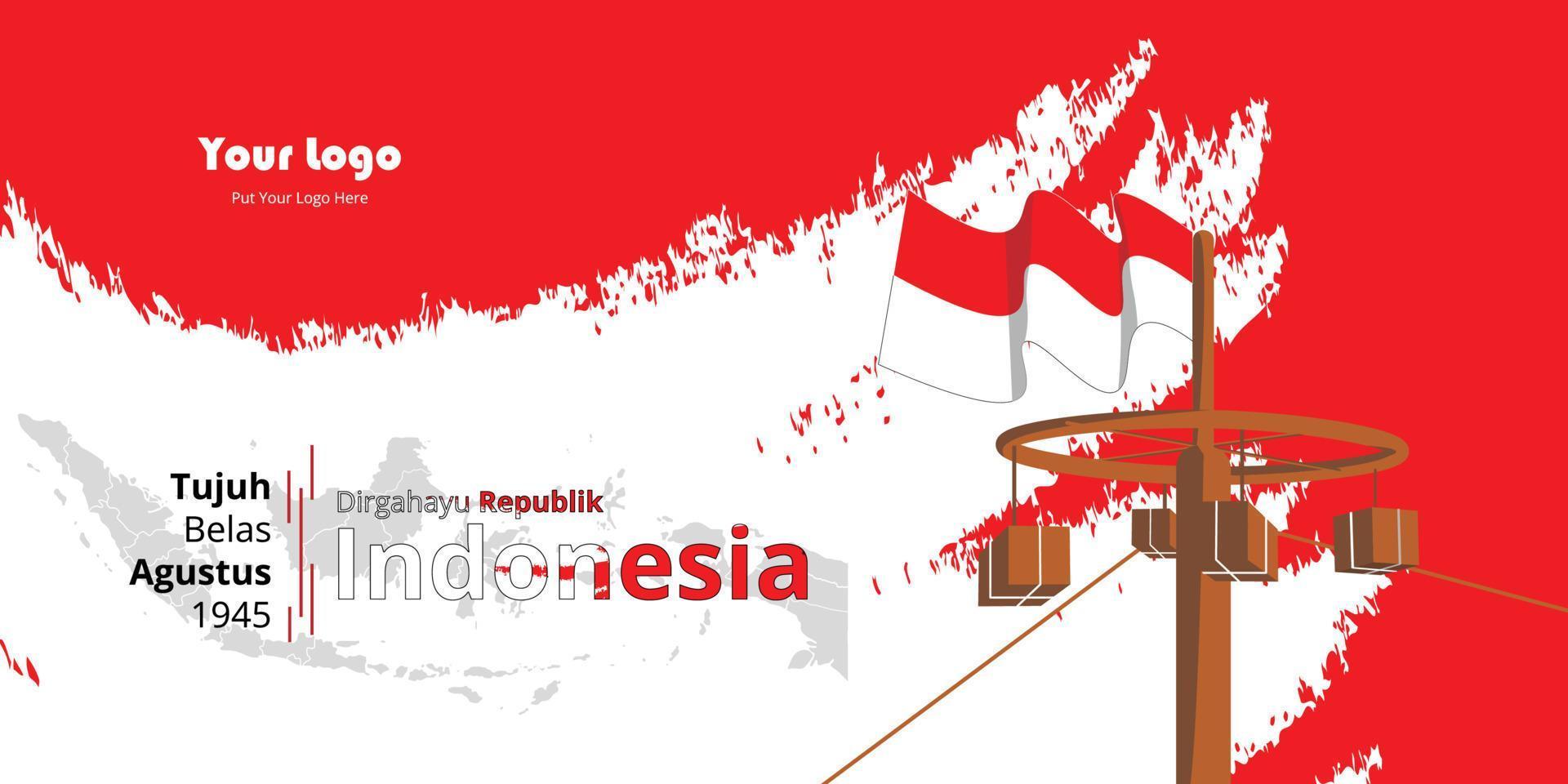 Indonesisch onafhankelijkheid dag banier 17 augustus 1945, gemakkelijk achtergrond met een weinig vrij ruimte u kan toevoegen een logo volgens naar de jaar van onafhankelijkheid vector