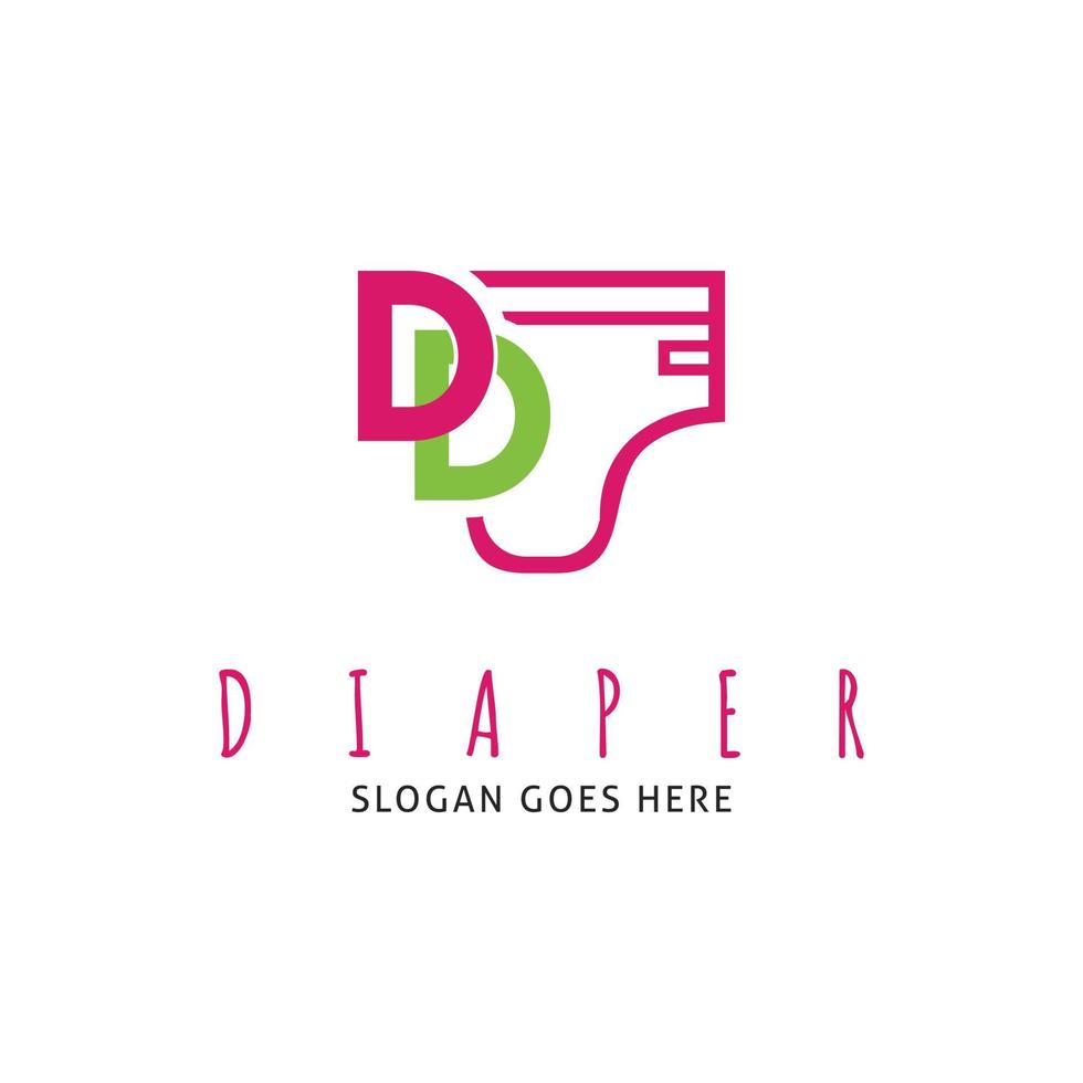 eerste brief dd luier icoon vector logo sjabloon illustratie ontwerp