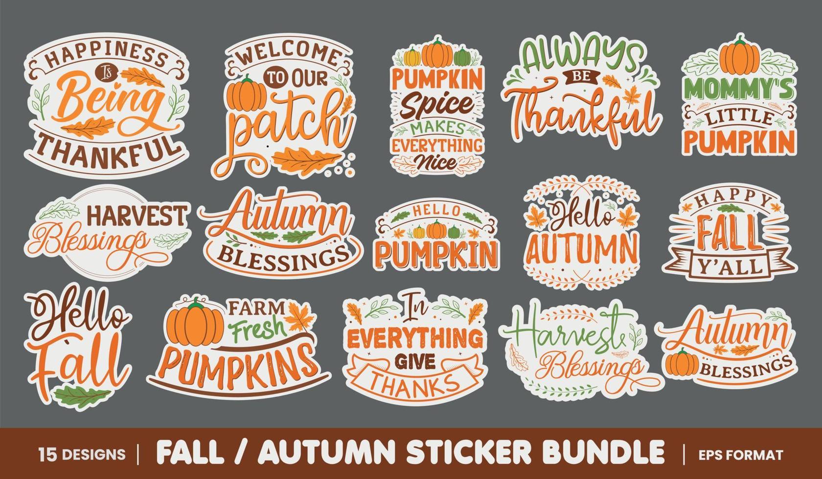 vallen en herfst sticker bundel vector