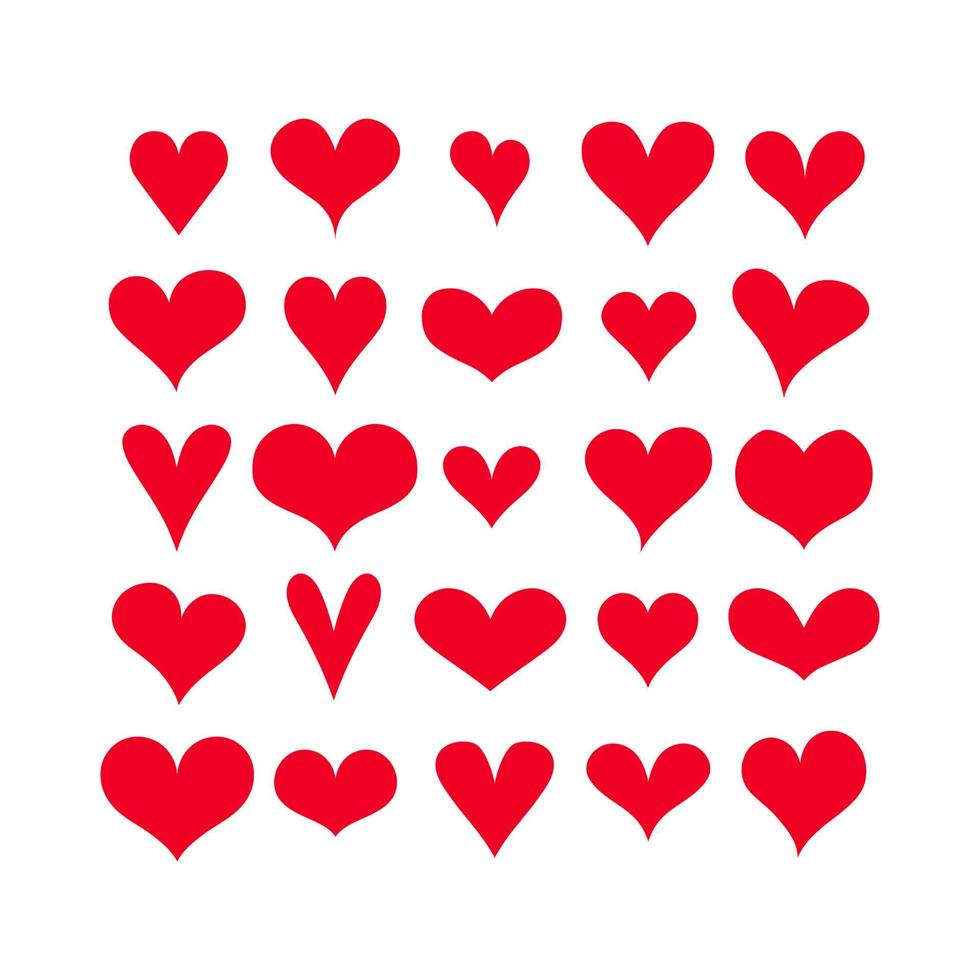 verzameling van hand- getrokken rood harten illustratie vector