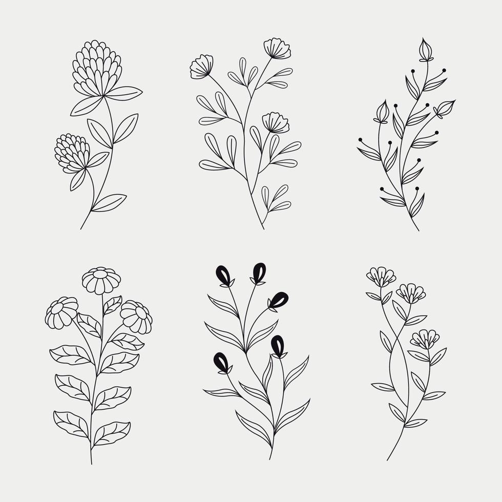 bloemen minimalistische tatoeëren vector