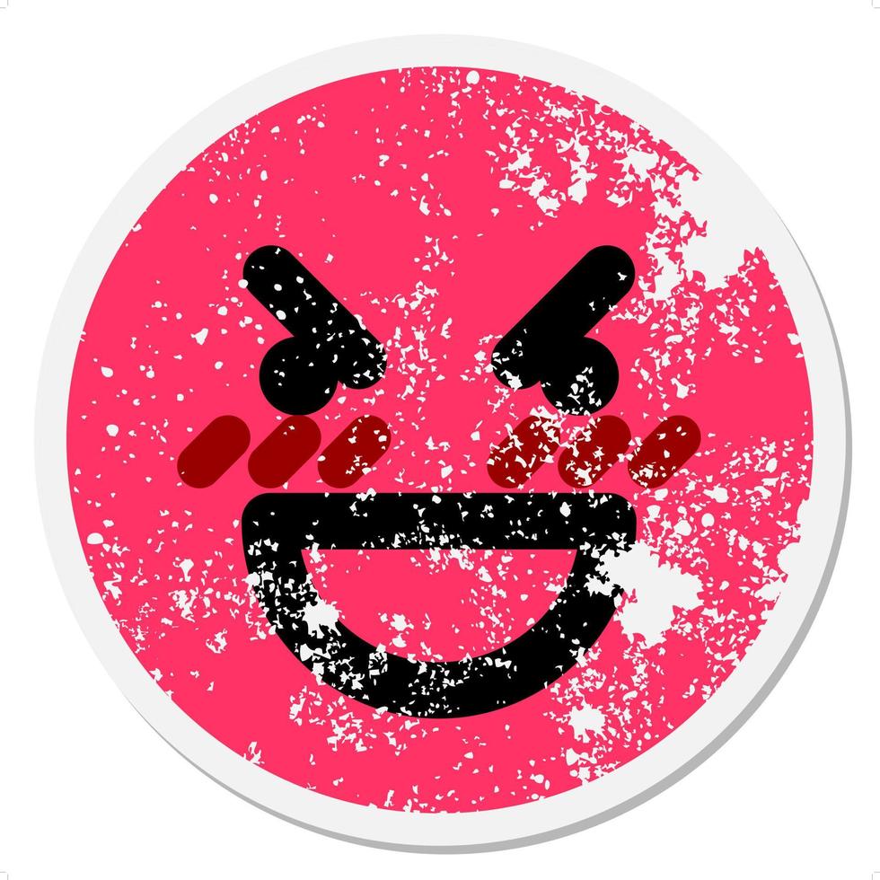 gemeen lachend gezicht circulaire sticker vector