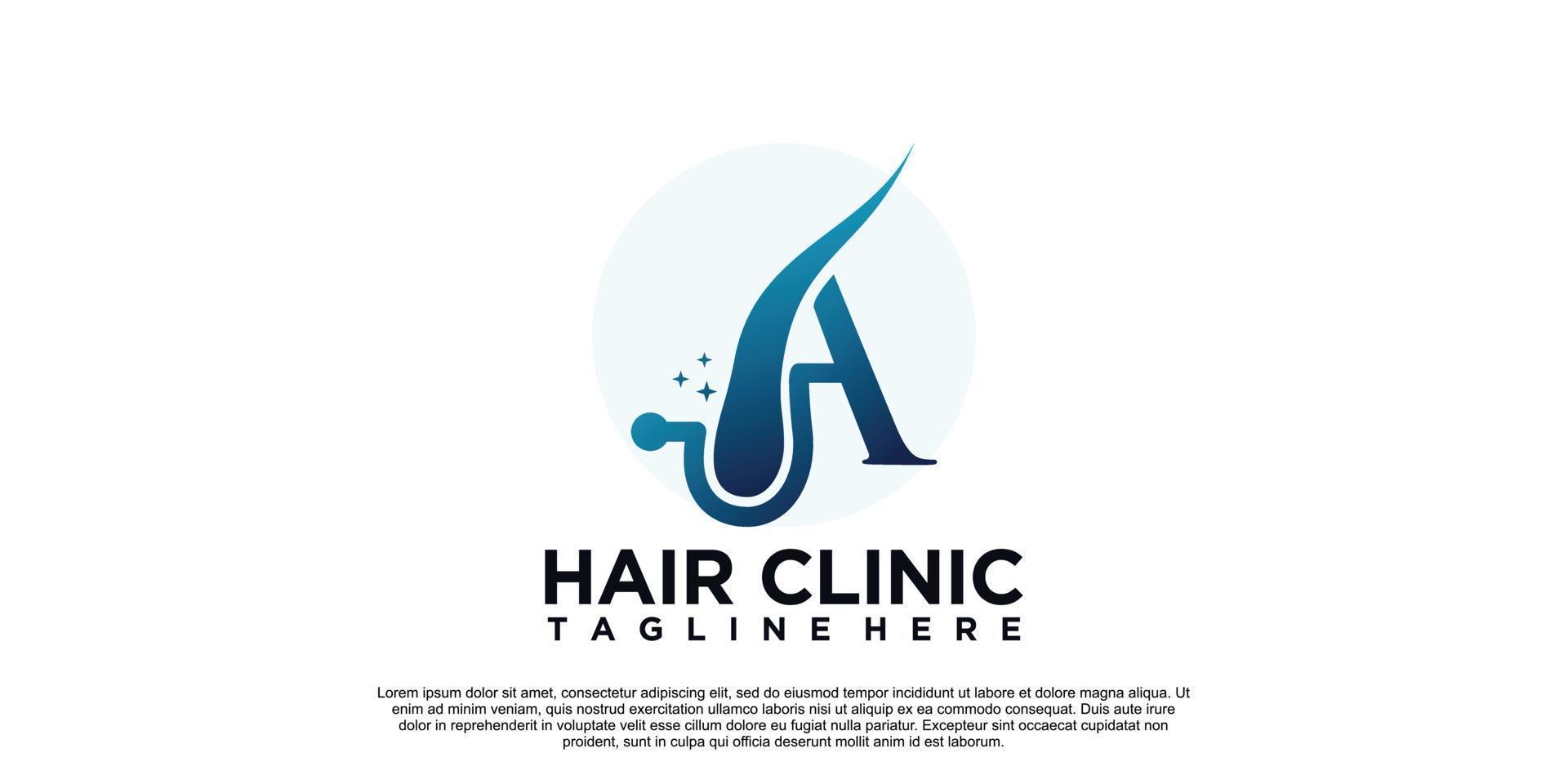 haar- kliniek logo ontwerp vector met creatief uniek premie vector een deel 3