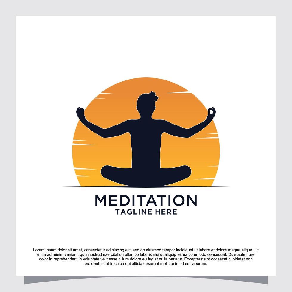 meditatie yoga logo ontwerp concept premie vector