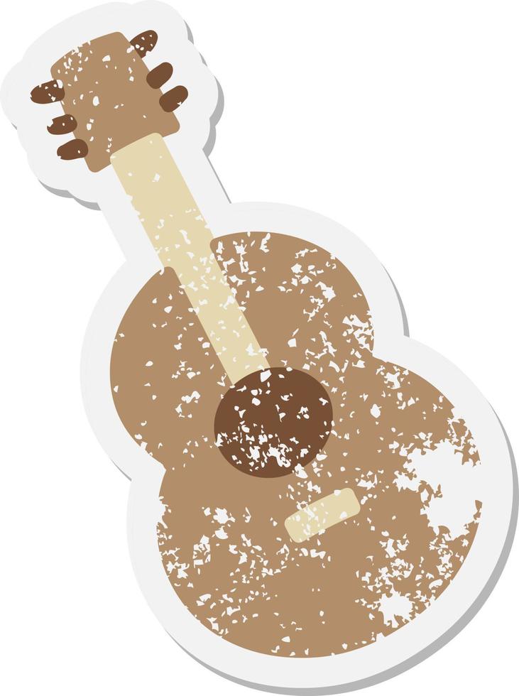 een akoestisch gitaar grunge sticker vector