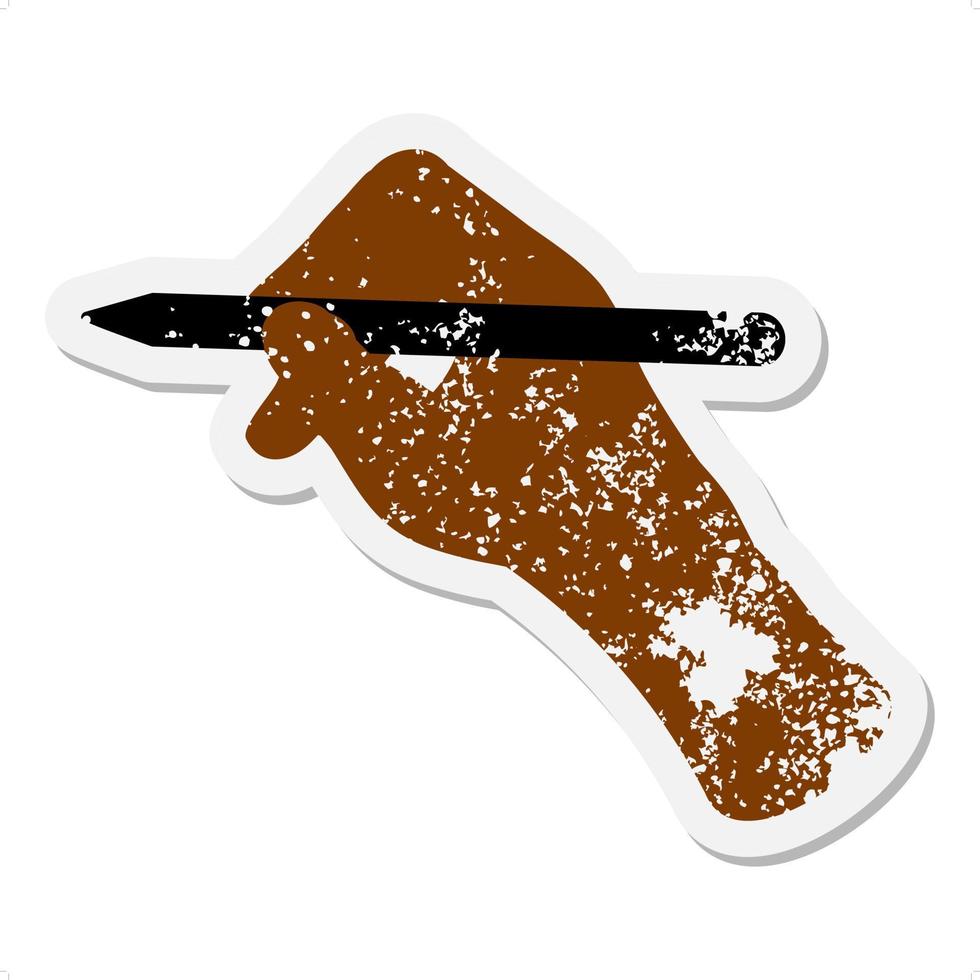 hand- gebruik makend van computer stylus grunge sticker vector