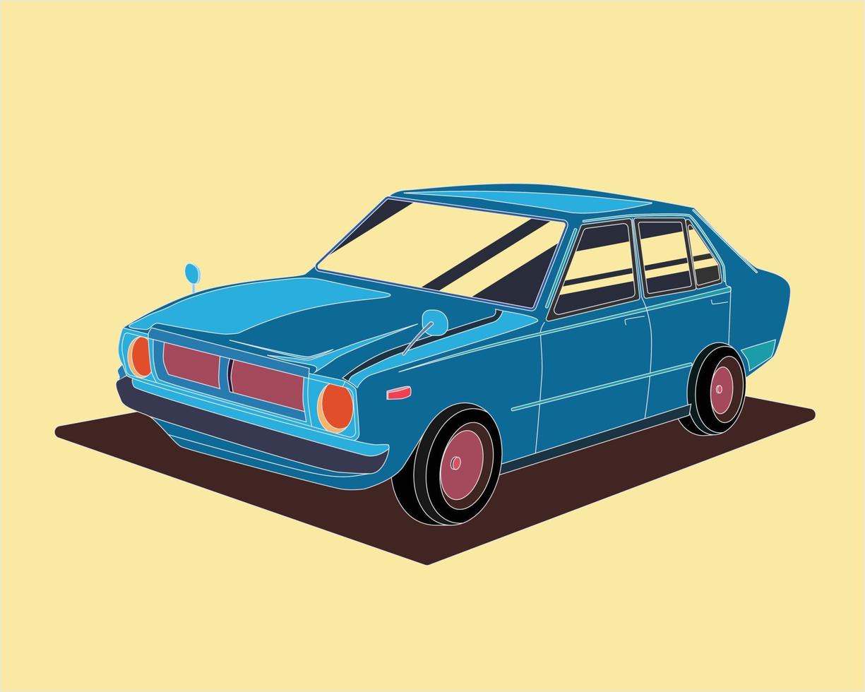 klassiek wijnoogst voertuig illustratie in tekenfilm stijl 10 vector
