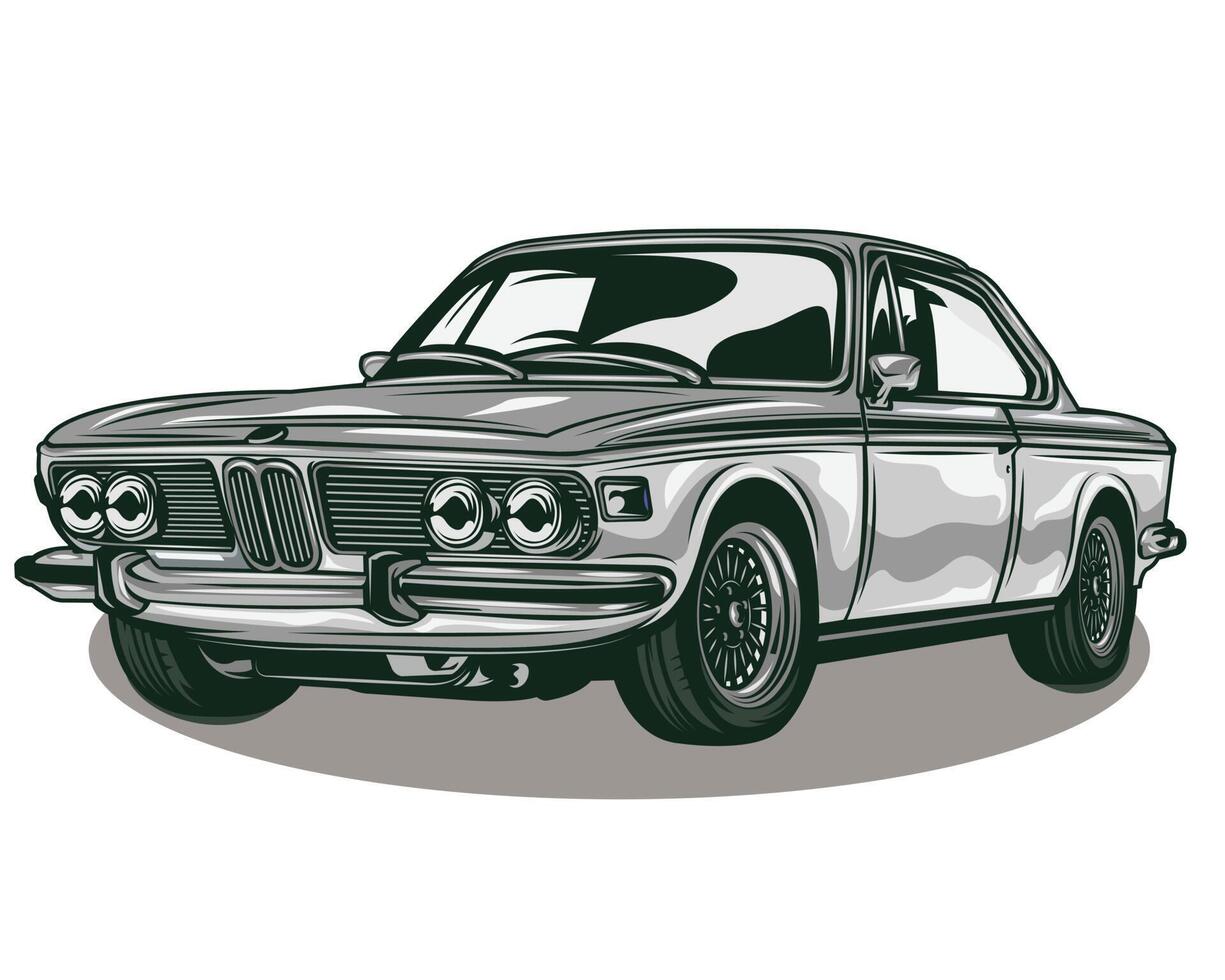 klassiek wijnoogst voertuig illustratie in tekenfilm stijl schets vector