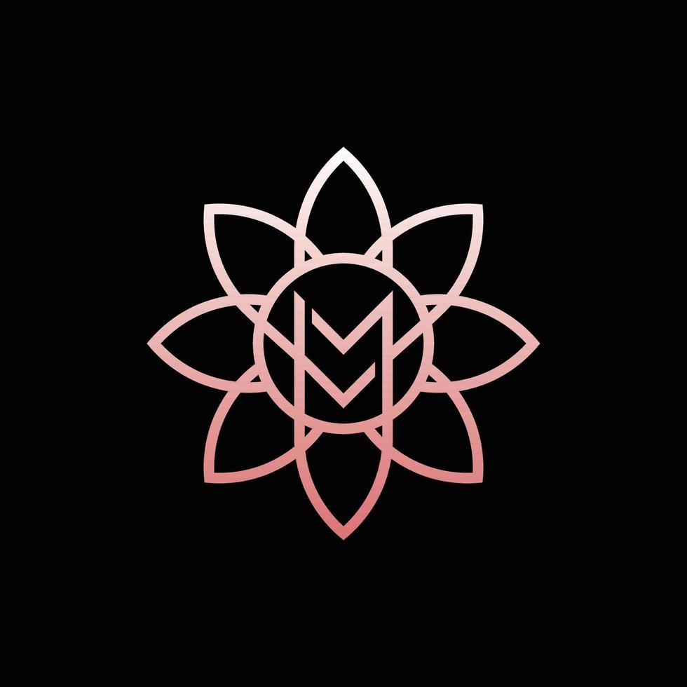 brief mm bloem natuur bedrijf logo vector