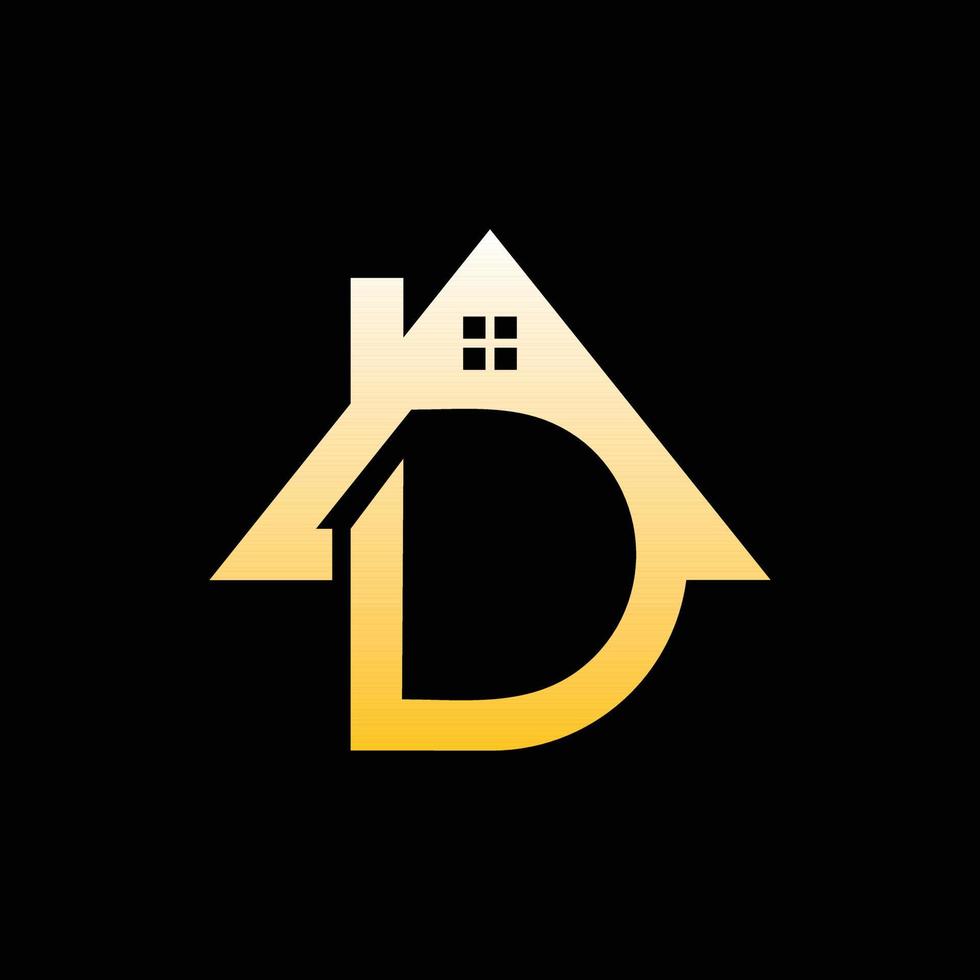 brief d huis modern gemakkelijk logo vector