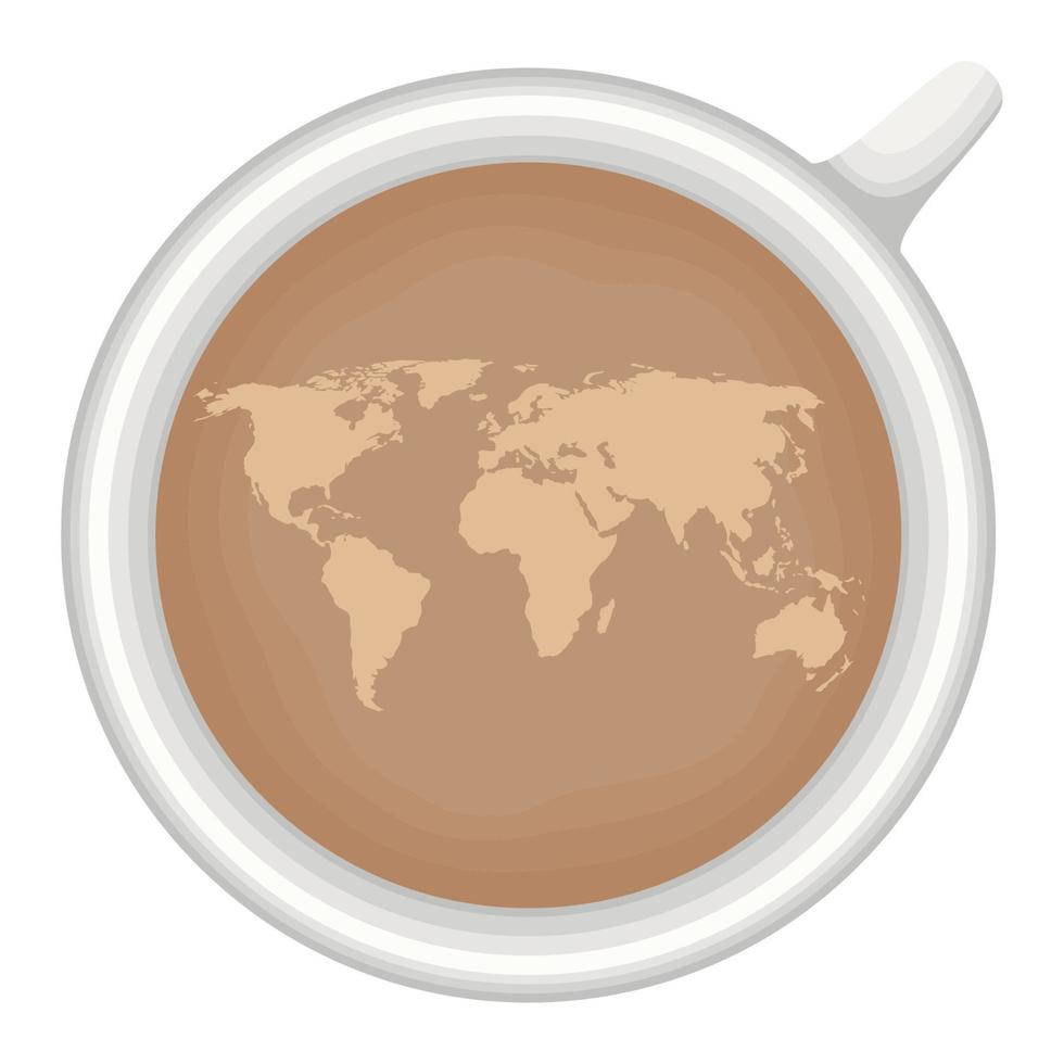 koffie kop met wereld kaart vector