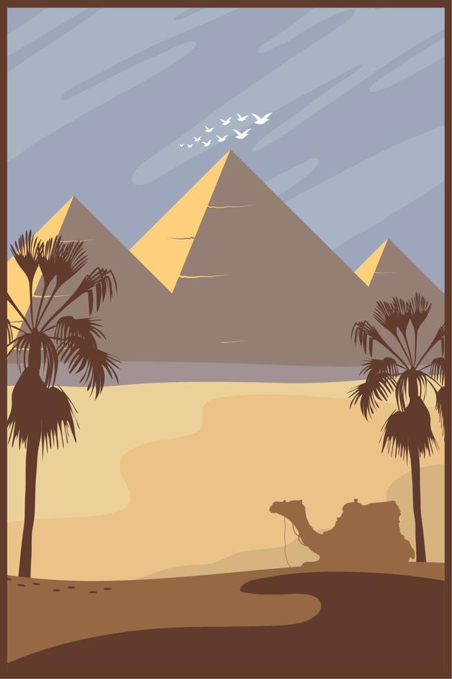 Egyptische piramides in woestijn vector