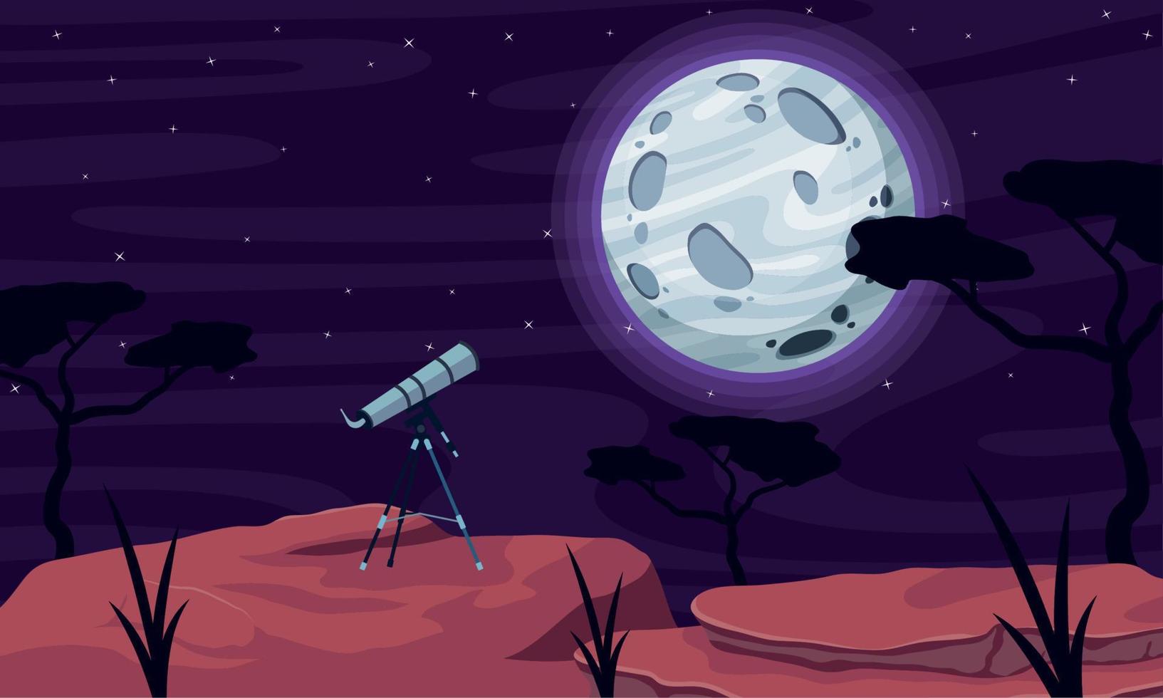 telescoop en maan ruimte vector