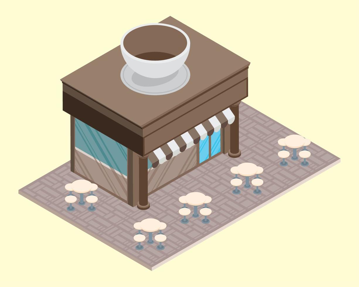 koffie winkel isometrische gebouw vector