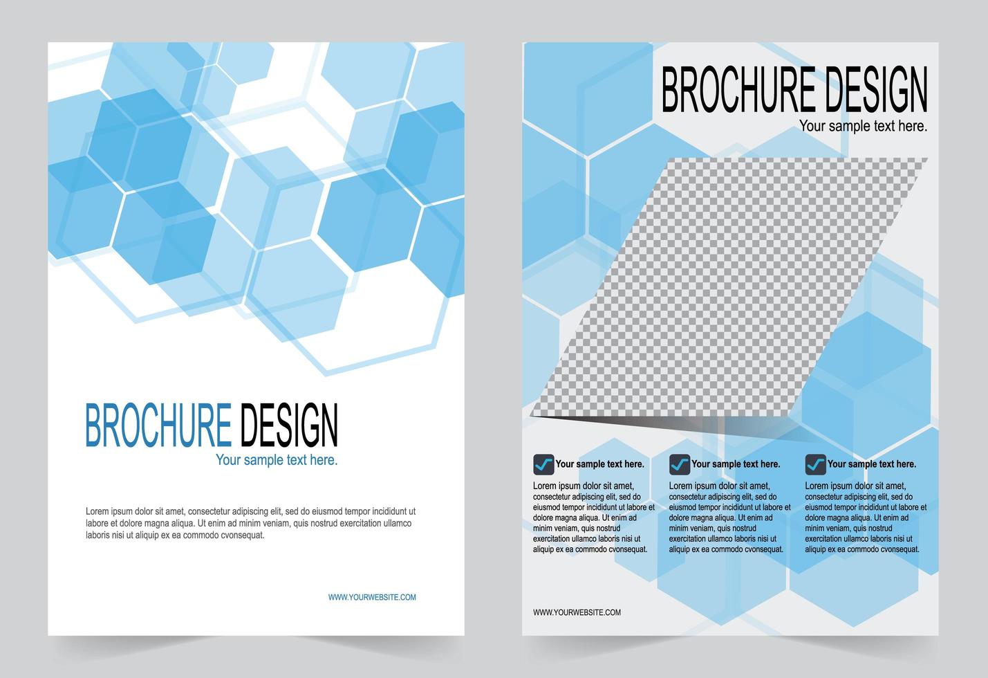 blauwe zeshoek cover set vector