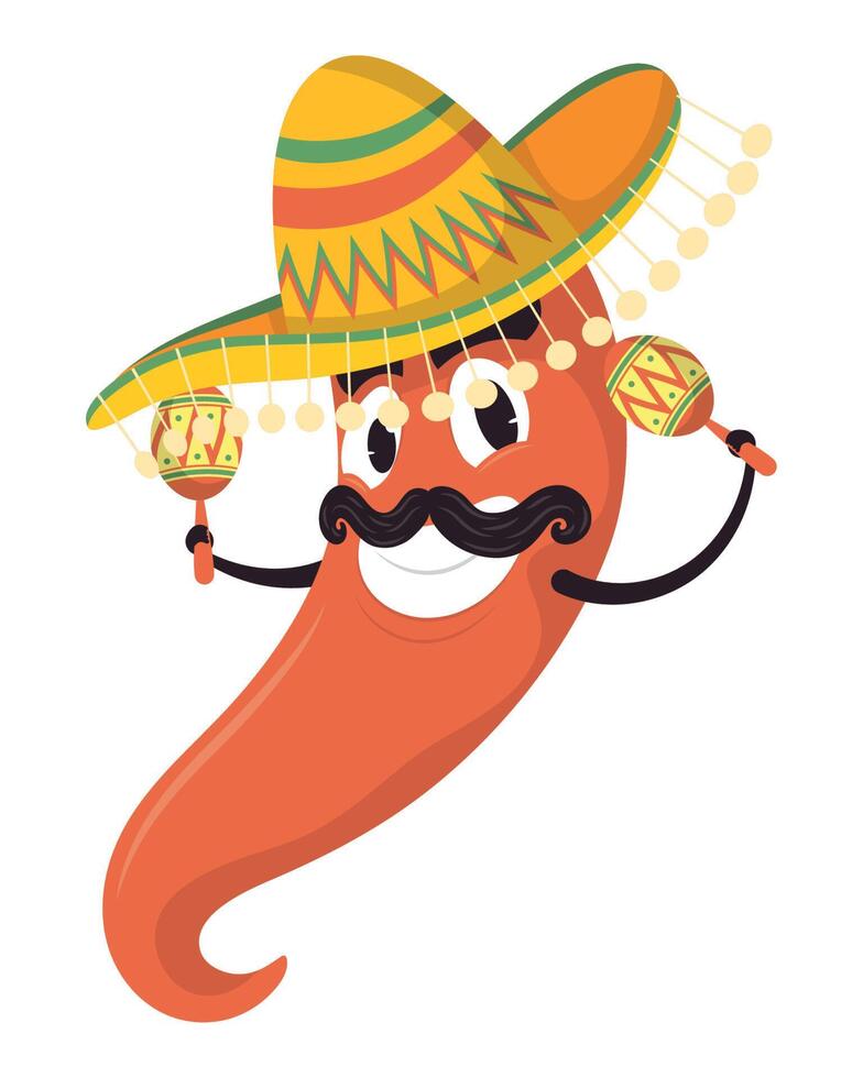 Chili peper spelen maracas vector