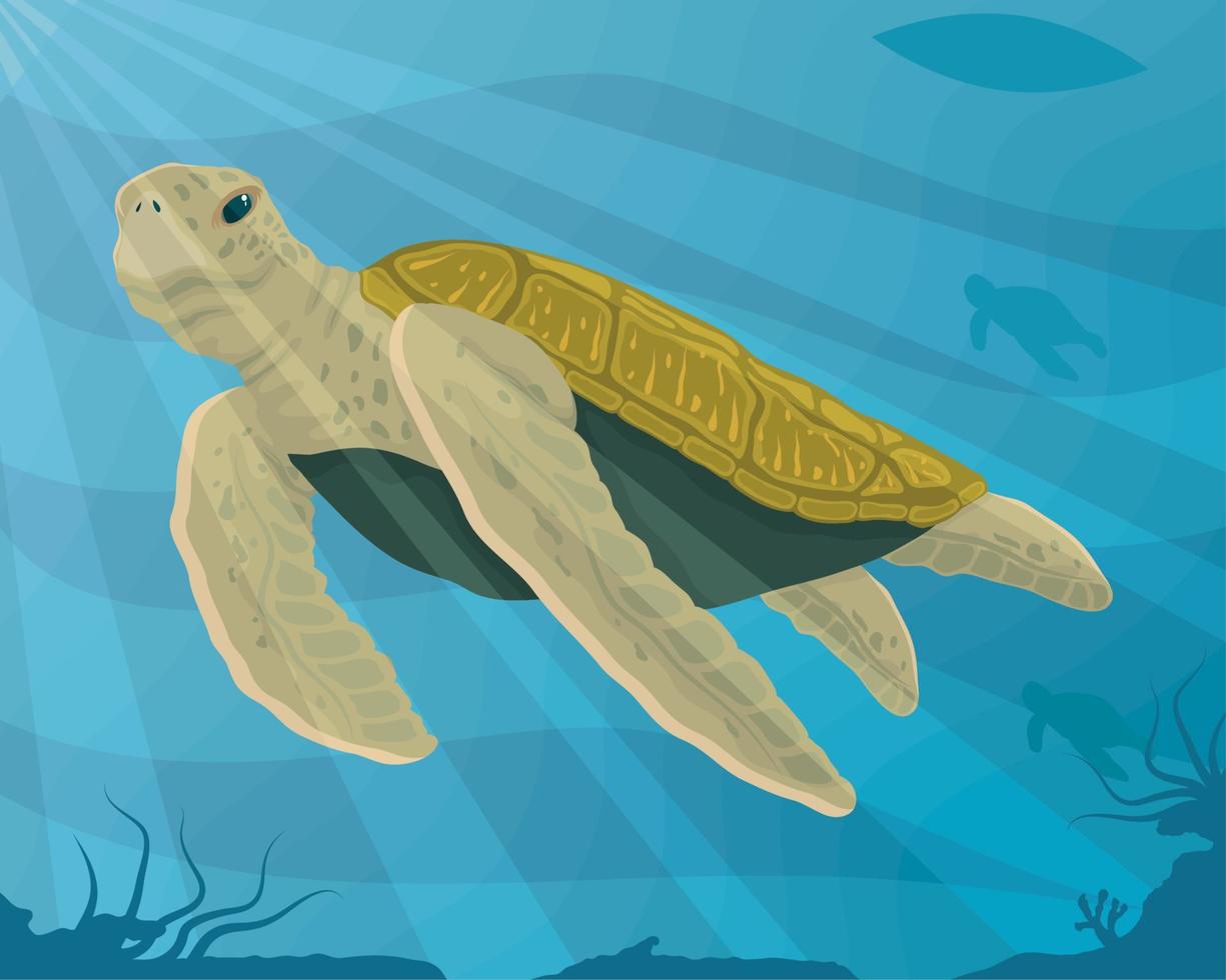 schildpad zwemmen onderzees vector