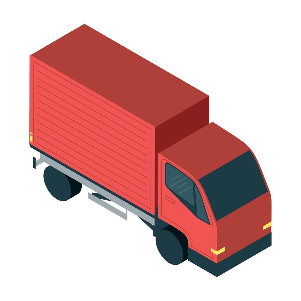 isometrische rood logistiek vrachtauto vector