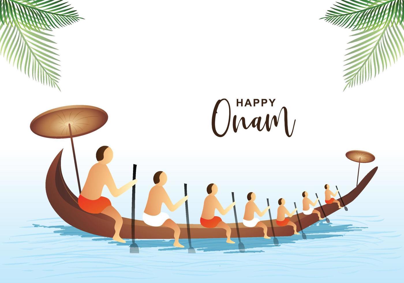 snakeboat race in onam viering kaart achtergrond vector