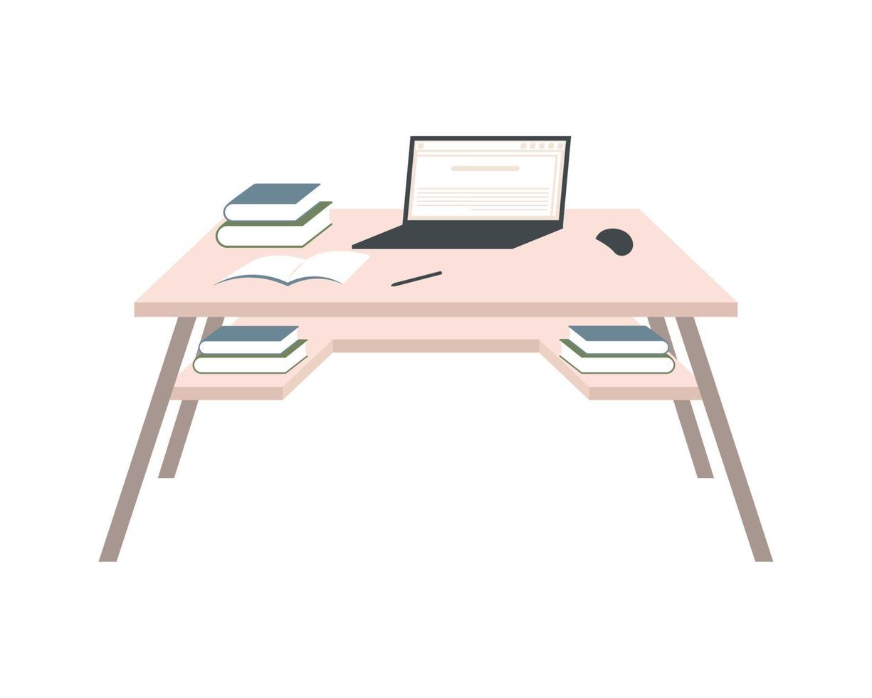 laptop en boeken in bureau vector