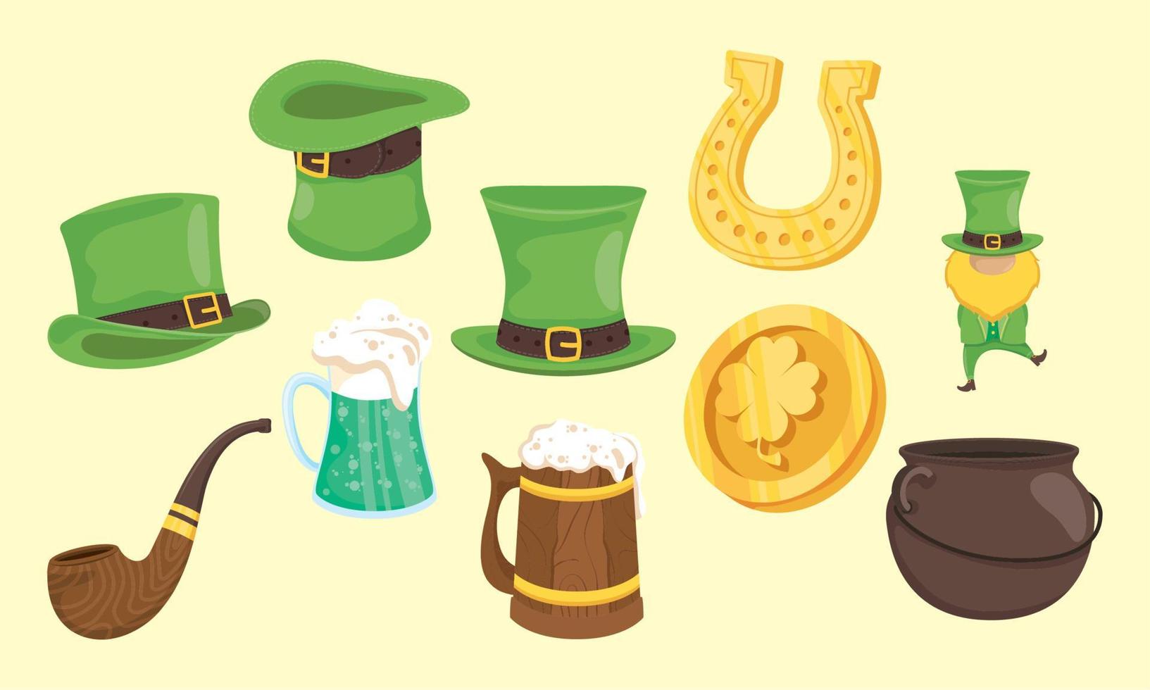 st patricks dag plat pictogrammen vector