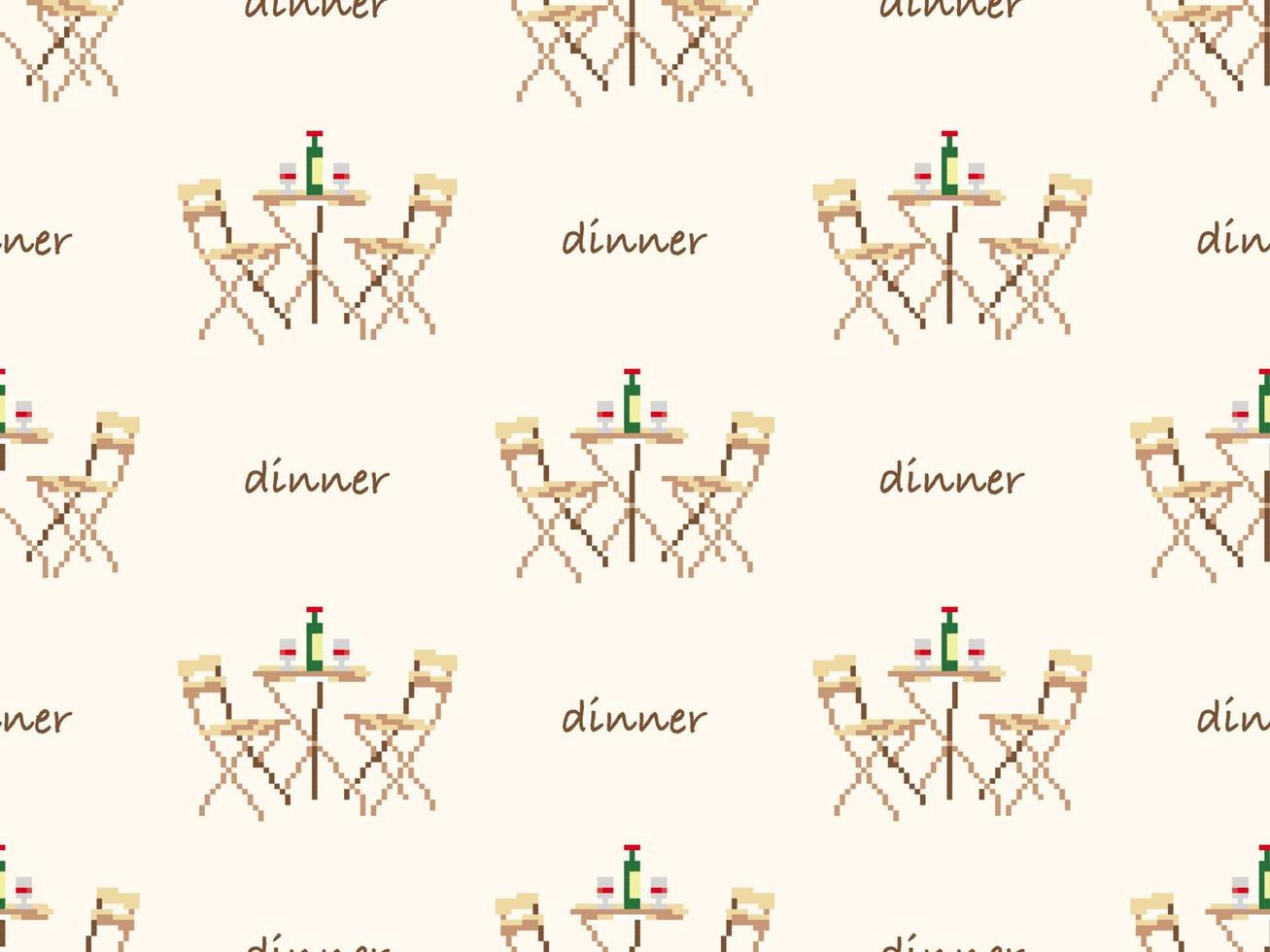 avondeten tafel naadloos patroon Aan bruin achtergrond. pixel stijl vector