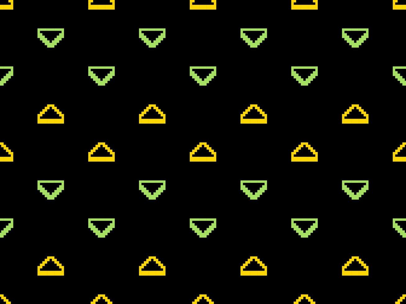 driehoek naadloos patroon Aan zwart achtergrond. pixel stijl vector