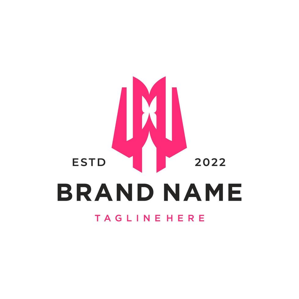 brief mw met vlinder logo ontwerp vector