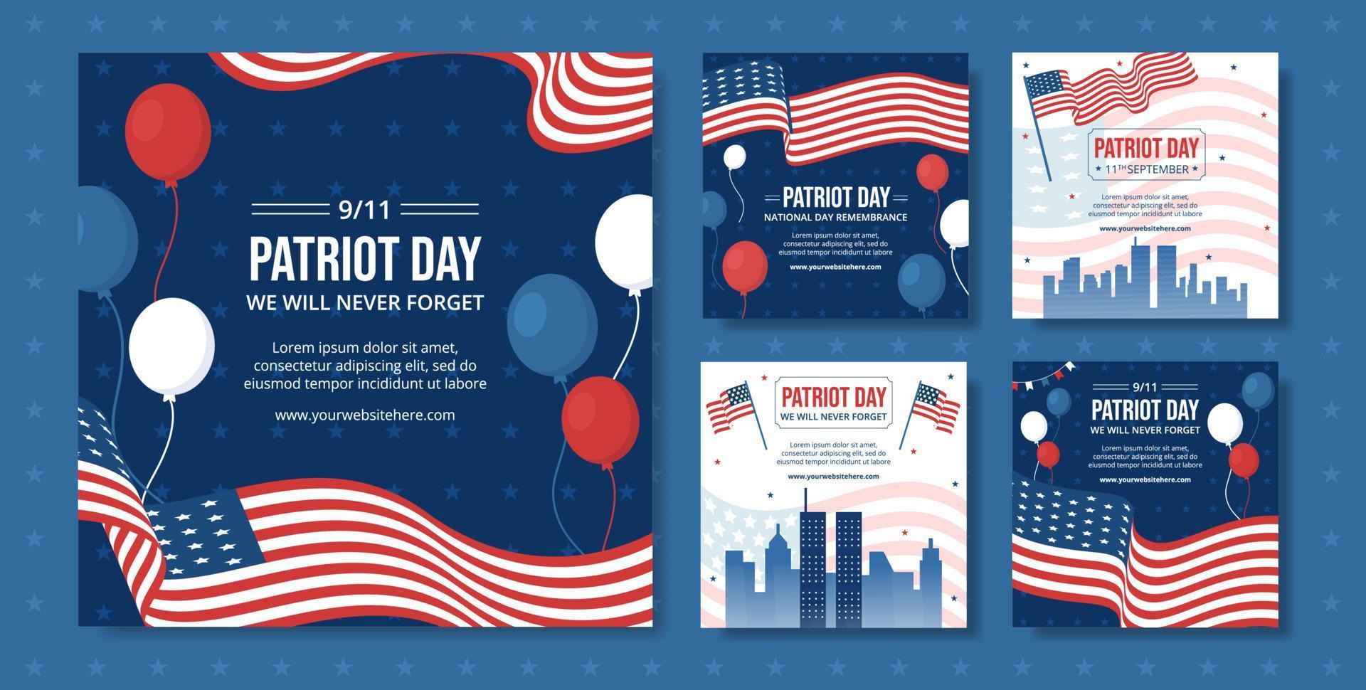 patriot dag Verenigde Staten van Amerika viering sociaal media post sjabloon hand- getrokken tekenfilm vlak illustratie vector