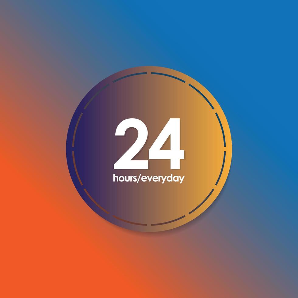 24 uren icoon. 24 uren werk icoon. 24 uren 7 dag.vol tijd vector ontwerp.