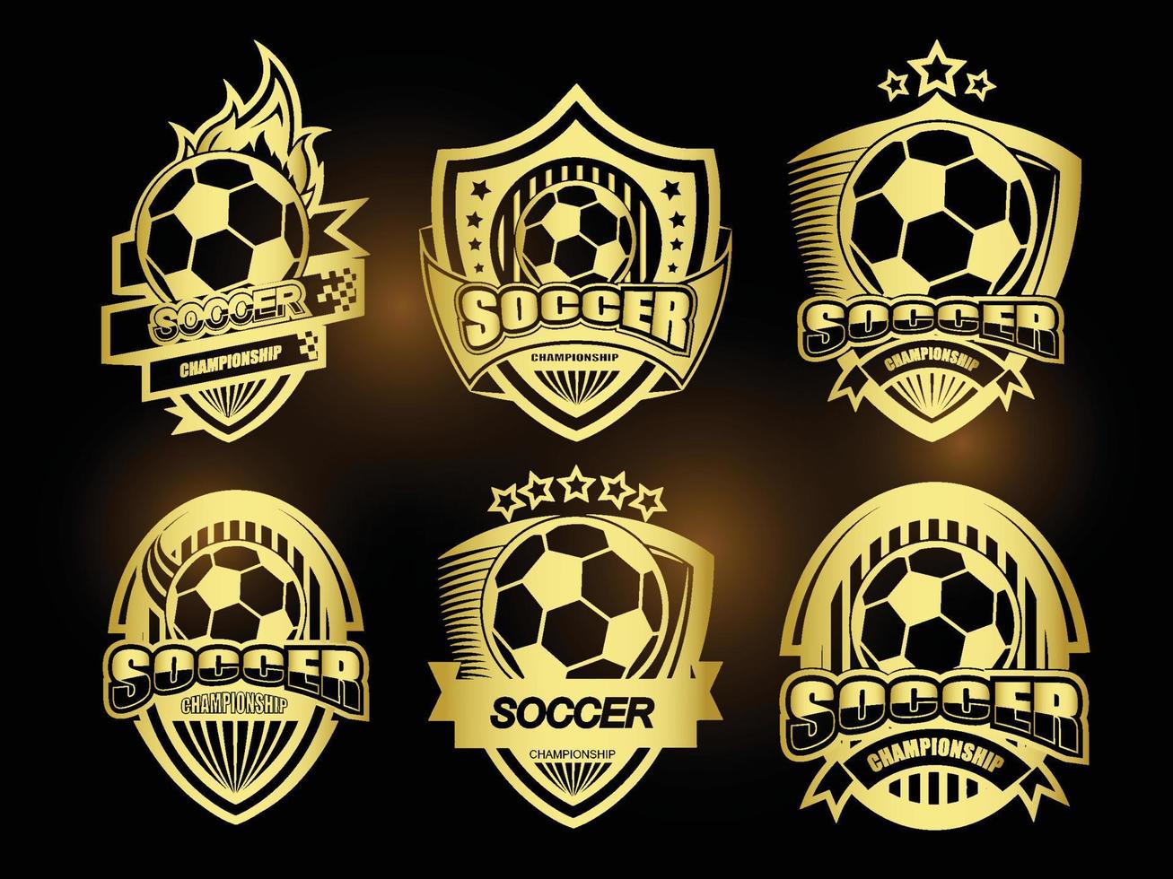 illustratie van gouden voetbal logo of etiket reeks vector