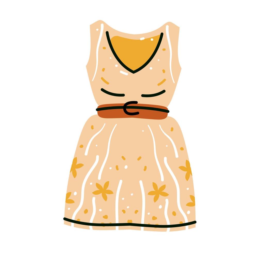 kort schattig vrouw jurk. tekenfilm stijl mouwloos jurk vector icoon geïsoleerd