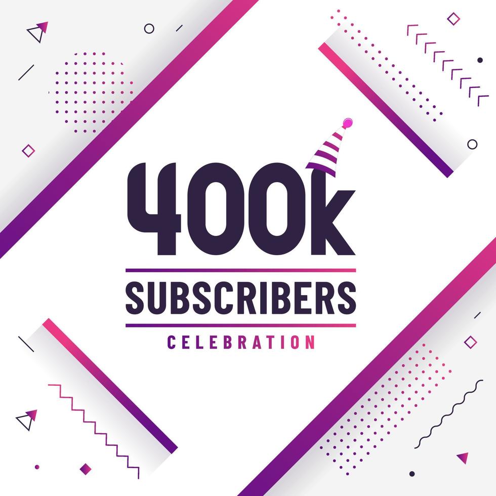 bedankt 400k abonnees, 400000 abonnees vieren modern kleurrijk ontwerp. vector