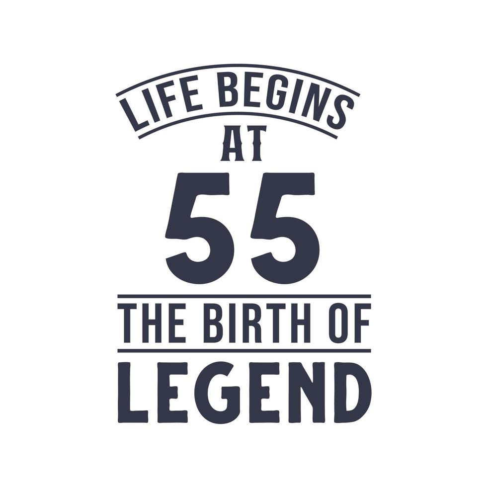 55ste verjaardag ontwerp, leven begint Bij 55 de verjaardag van legende vector