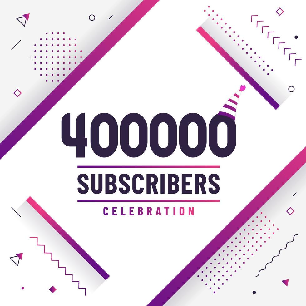 bedankt 400000 abonnees, 400k abonnees vieren modern kleurrijk ontwerp. vector