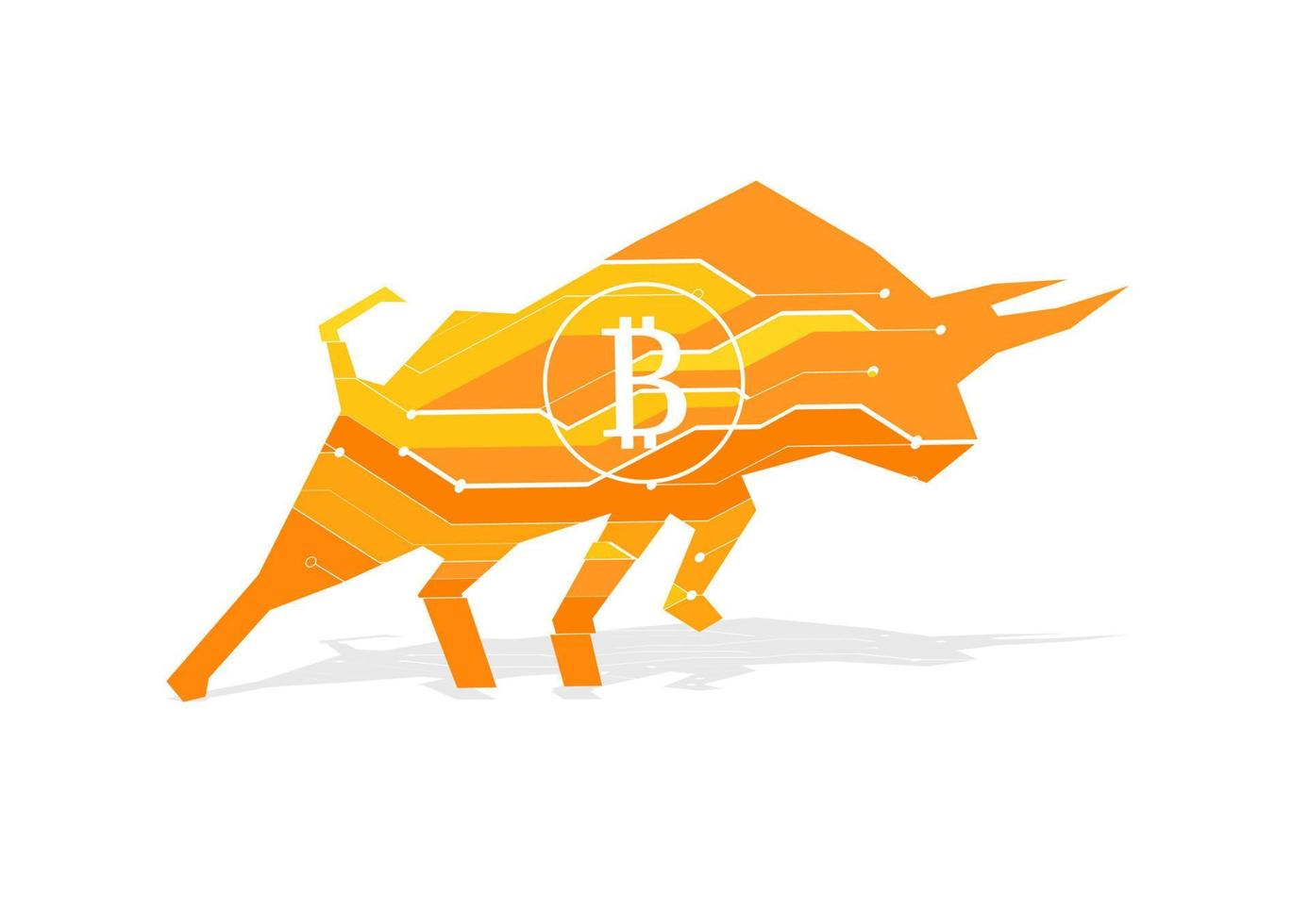 bitcoin crypto valuta bullish markt, stier met digitaal elektronisch grafisch voor nieuw technologie blockchain munteenheid. vector